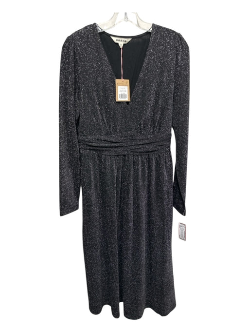 Boden Size 6 Silver & Black Polyester Blend Long Sleeve Silver Thread Dress Silver & Black / 6
