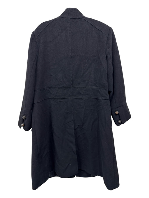 Marina Rinaldi Size M Black & Brown Wool Wooden Buttons Paneled Pockets Coat Black & Brown / M