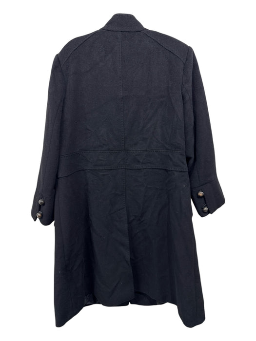 Marina Rinaldi Size M Black & Brown Wool Wooden Buttons Paneled Pockets Coat Black & Brown / M