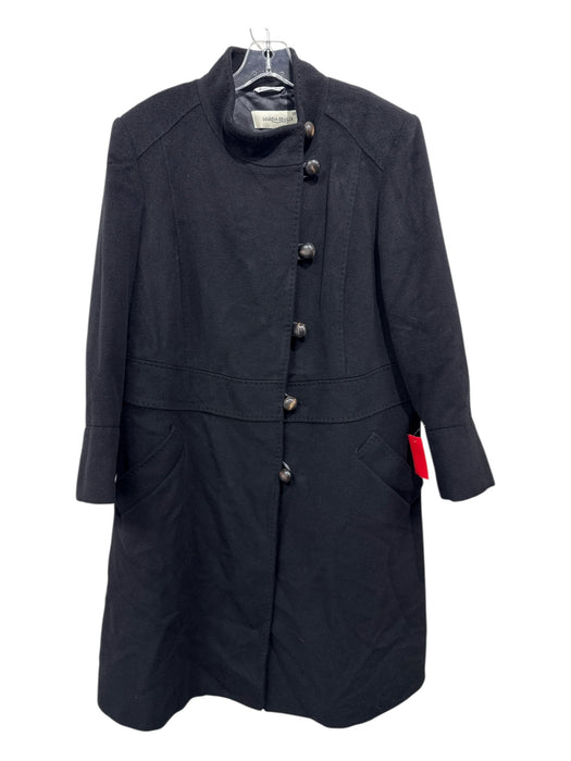 Marina Rinaldi Size M Black & Brown Wool Wooden Buttons Paneled Pockets Coat Black & Brown / M