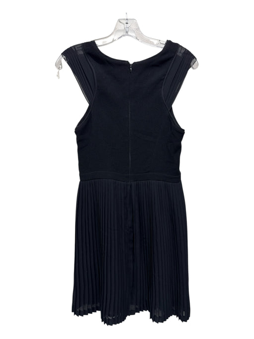 Sandro Size 3 Black Polyester Pleated Cap Sleeve chiffon Pleated Skirt Dress Black / 3