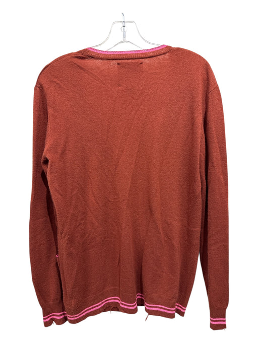 Le Superbe Size S Maroon & Pink Cashmere Metallic Accent Cat Patch Cardigan Maroon & Pink / S