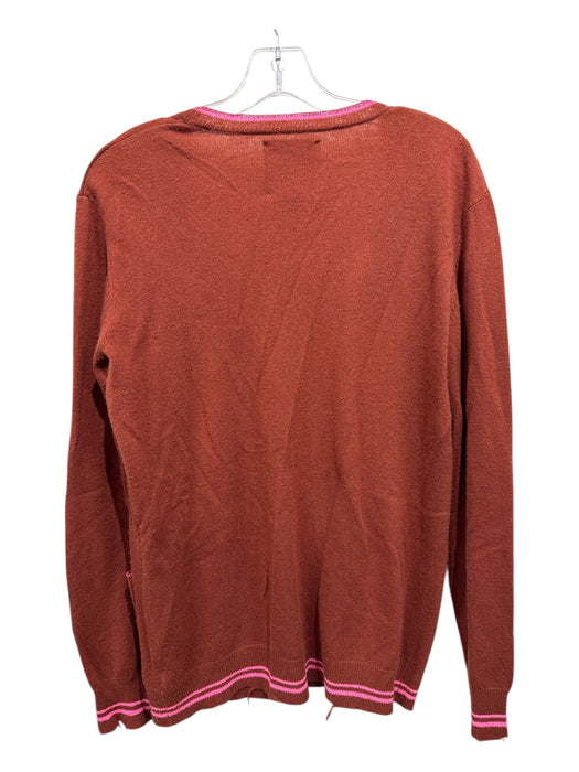 Le Superbe Size S Maroon & Pink Cashmere Metallic Accent Cat Patch Cardigan Maroon & Pink / S