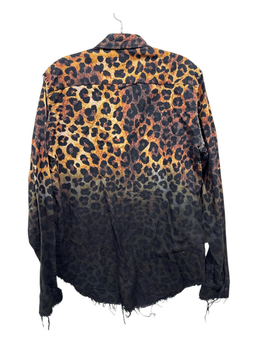 R13 Size S Yellow, Brown & Black Cotton Long Sleeve Leopard Ombre Top Yellow, Brown & Black / S