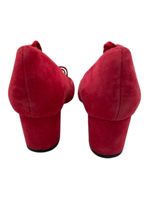 Saks Fifth Ave Shoe Size 7.5 Red Suede round toe lace up Block Heel Pumps Red / 7.5