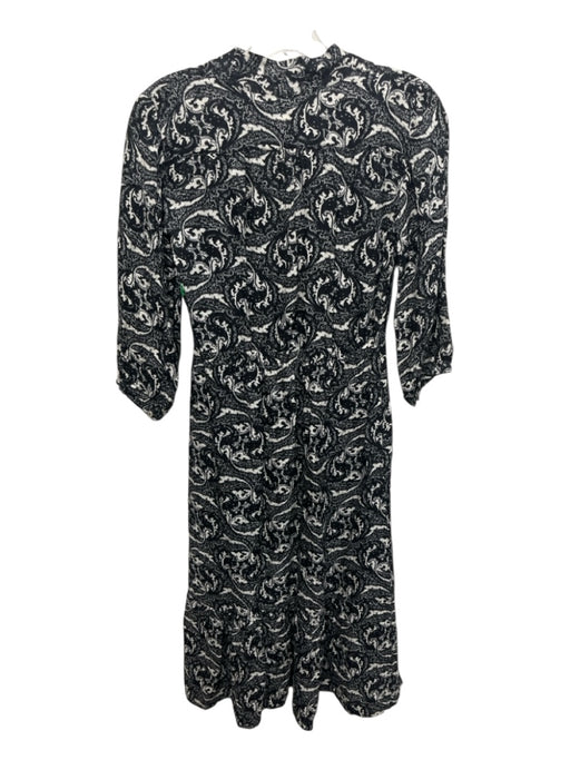 Ba&sh Size XS Black & White Viscose Blend Paisley V Neck Midi Dress Black & White / XS
