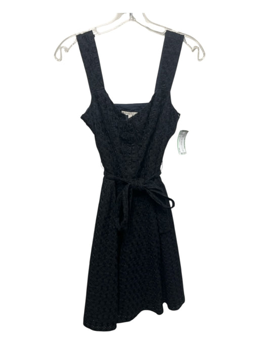 Nanette Lepore Size 4 Black Cotton Eyelet Floral Knee Length Corset Dress Black / 4