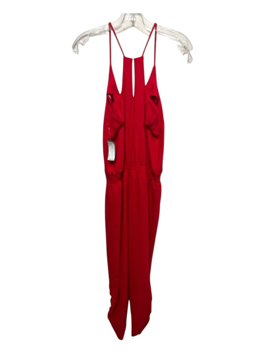 Amanda Uprichard Size S Red Polyester Spaghetti Strap Elastic Waist Jumpsuit Red / S