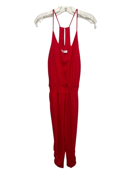 Amanda Uprichard Size S Red Polyester Spaghetti Strap Elastic Waist Jumpsuit Red / S