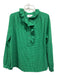 XiRENA Size S Green & Black Cotton Blend Flannel Gingham Ruffle Top Green & Black / S
