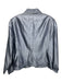 Les Copains Size 52/L Metallic Blue Silk Taffeta Button Front Blazer Jacket Metallic Blue / 52/L