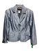 Les Copains Size 52/L Metallic Blue Silk Taffeta Button Front Blazer Jacket Metallic Blue / 52/L