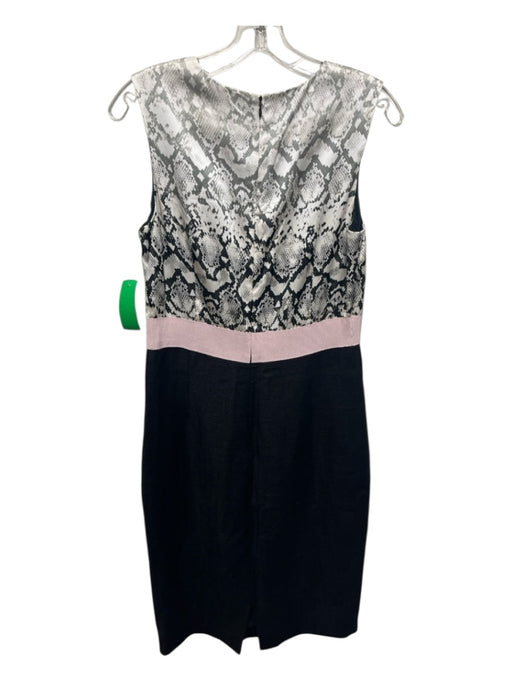 Giambattista Valli Size S Black, Taupe, Pink Linen & Silk Snake Print Dress Black, Taupe, Pink / S