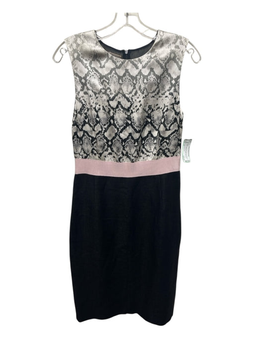 Giambattista Valli Size S Black, Taupe, Pink Linen & Silk Snake Print Dress Black, Taupe, Pink / S