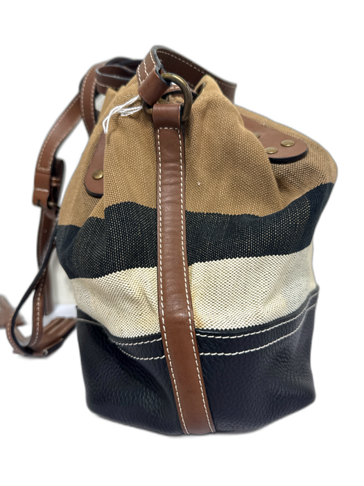 Burberry Black, Brown, White Canvas & Leather Top Handles Plaid Pouchette Bag Black, Brown, White / Small