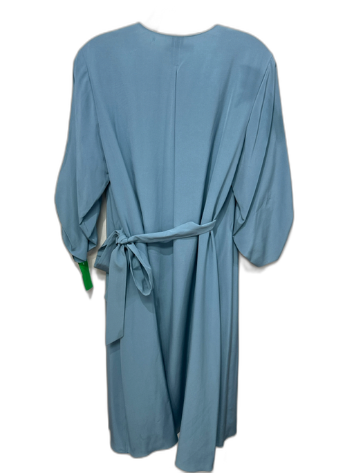 Tibi Size 4 Dusty Blue Silk Long Sleeve V Neck Midi Dress Dusty Blue / 4