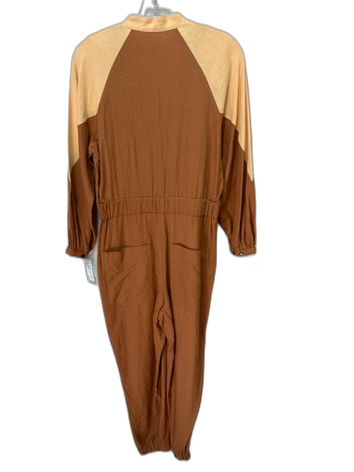 Dress to Size P Brown & Yellow Viscose Blend Long Sleeve Studded Jumpsuit Brown & Yellow / P