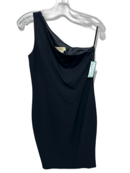 Michael Kors Size 2 Black Wool Blend One Shoulder Sleeveless Darted Dress Black / 2