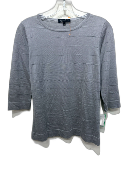 Marlowe Size Medium Gray Cashmere & Silk 3/4 Sleeve Open Knit Top Gray / Medium