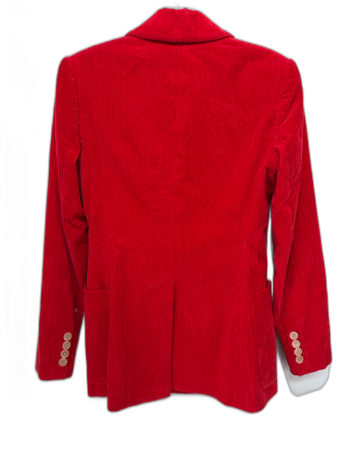 Bella Freud Size S Red Cotton Blend Corduroy Double Breasted Blazer Jacket Red / S