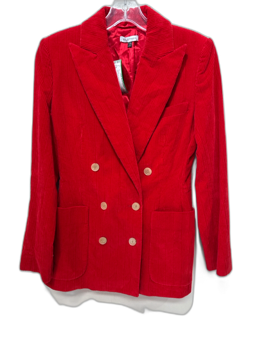 Bella Freud Size S Red Cotton Blend Corduroy Double Breasted Blazer Jacket Red / S