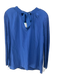 Sandro Size 2 Blue Silk & Linen Fabric Block Ribbon Long Sleeve Top Blue / 2