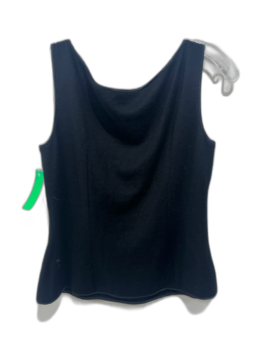 Peggy Jennings Size 6 Black Wool Blend Satin Trim Scoop Neck Sleeveless Top Black / 6