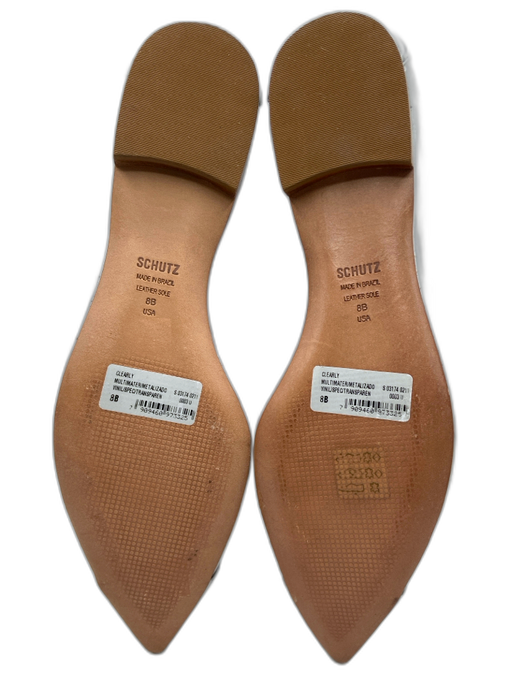 Schutz Shoe Size 8 Silver & Clear leather sole Pointed Toe Flats Silver & Clear / 8