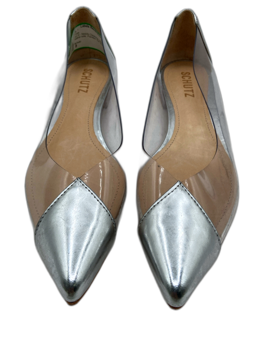 Schutz Shoe Size 8 Silver & Clear leather sole Pointed Toe Flats Silver & Clear / 8