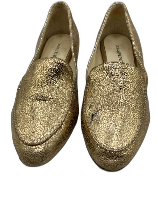 Sarah Flint Shoe Size 35.5 Gold Leather Foil Almond Toe Block heel Pumps Gold / 35.5