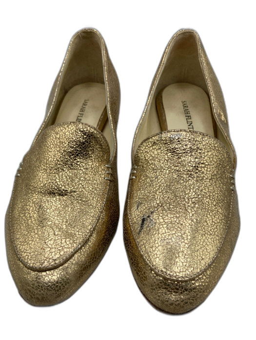 Sarah Flint Shoe Size 35.5 Gold Leather Foil Almond Toe Block heel Pumps Gold / 35.5