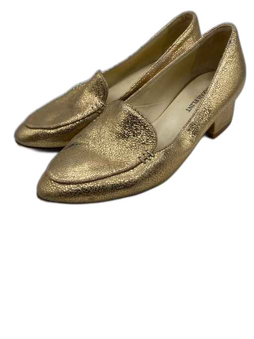 Sarah Flint Shoe Size 35.5 Gold Leather Foil Almond Toe Block heel Pumps Gold / 35.5