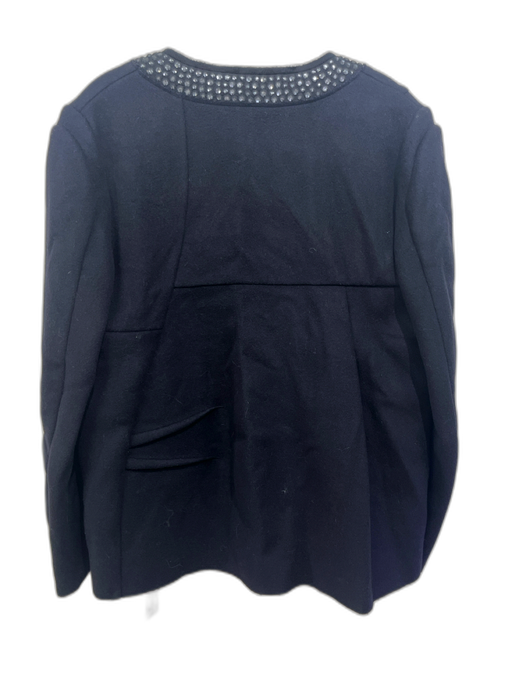 Marni Size 40 Black Wool embellished trim Collarless Open Front Jacket Black / 40