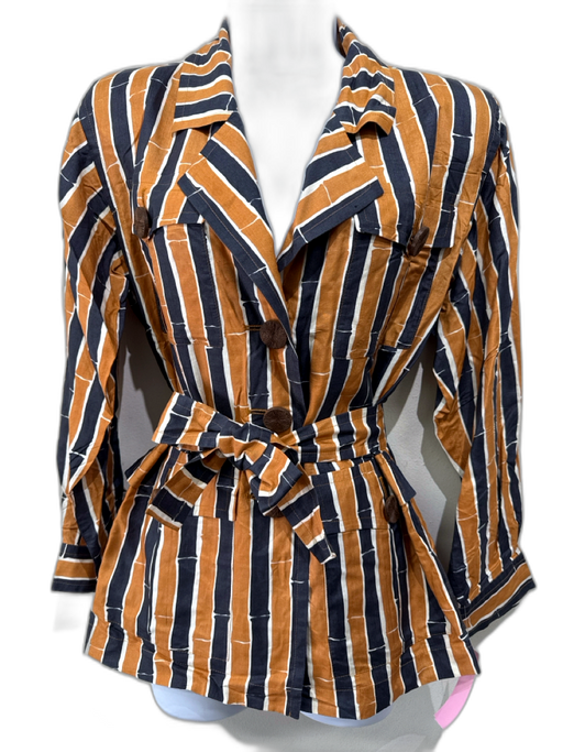 Yves Saint Laurent Rive Gauche Size XS / 34 Orange, Navy Blue, White Sash Jacket Orange, Navy Blue, White / XS / 34