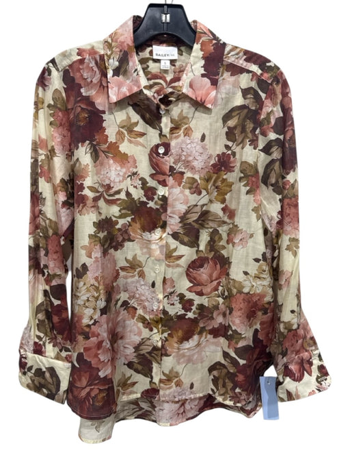 Bailey 44 Size S Beige & Pink Lyocell blend Floral Long Sleeve Button Up Top Beige & Pink / S