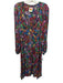 Farm Rio Size M Black & Multi Viscose Floral V Neck Button Front Dress Black & Multi / M