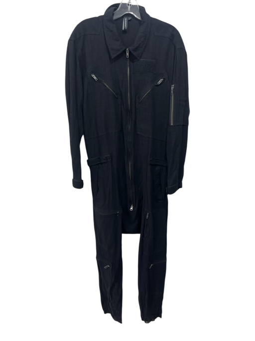 Skingraft Size M Black Linen Solid Jumpsuit Men's Jacket Black / M
