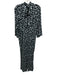 Rixo Size 6 Black & Light Blue Viscose Floral V Neck Tie Neck Flare Leg Jumpsuit Black & Light Blue / 6