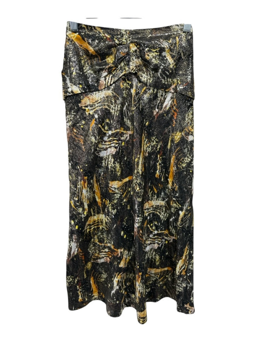 IRO Size 32 Black, yellow & orange Viscose Blend Metallic Thread Midi Skirt Black, yellow & orange / 32