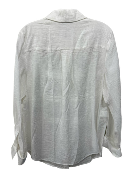 Mint Velvet Size L White Viscose Blend Collared Button Detail Button Up Top White / L