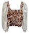Love The Label Size XXS White & Brown Cotton Smocked Back Eyelet Lace Top White & Brown / XXS