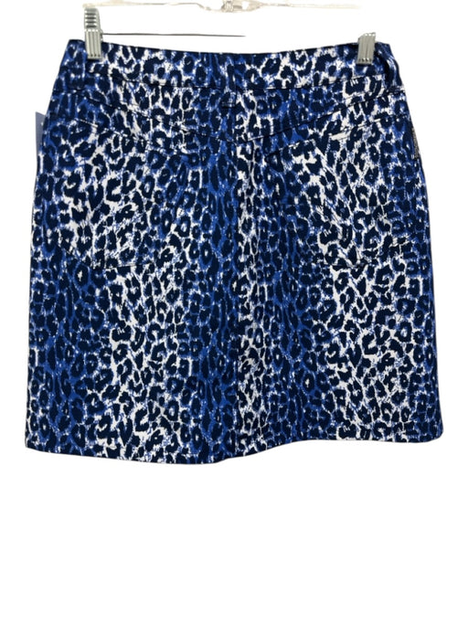 J&ANS Dolce & Gabbana Size 44 Blue & White Polyester Cheetah Print Zip Fly Skirt Blue & White / 44