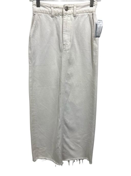 Reformation Jeans Size 23 White Cotton & Tencel Maxi Zip Fly Denim Skirt White / 23