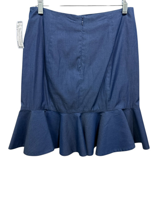 Caroline Constas Size S Chambray Blue Cotton Back Zip Ruffle Skirt Chambray Blue / S