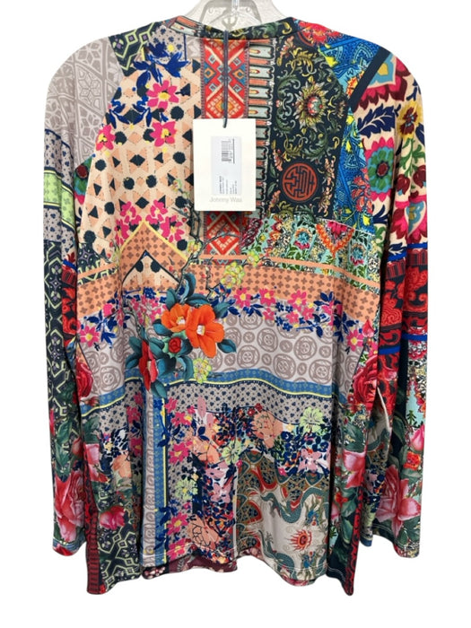 Johnny Was Size M Red, Navy, Multi Polyester Long Sleeve Floral Print Top Red, Navy, Multi / M