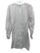 Ganni Size 34 White & Pink Cotton Striped Button Shoulders Long Sleeve Dress White & Pink / 34