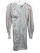 Ganni Size 34 White & Pink Cotton Striped Button Shoulders Long Sleeve Dress White & Pink / 34