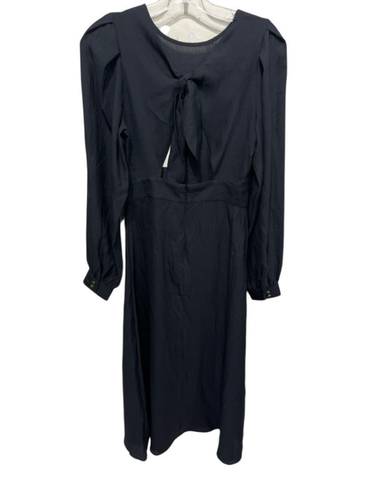 Sezane Size 34 Black Polyester Blend Tie Back Long Balloon Sleeve Back Zip Dress Black / 34