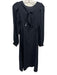 Sezane Size 34 Black Polyester Blend Tie Back Long Balloon Sleeve Back Zip Dress Black / 34