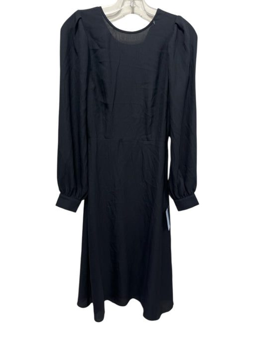 Sezane Size 34 Black Polyester Blend Tie Back Long Balloon Sleeve Back Zip Dress Black / 34